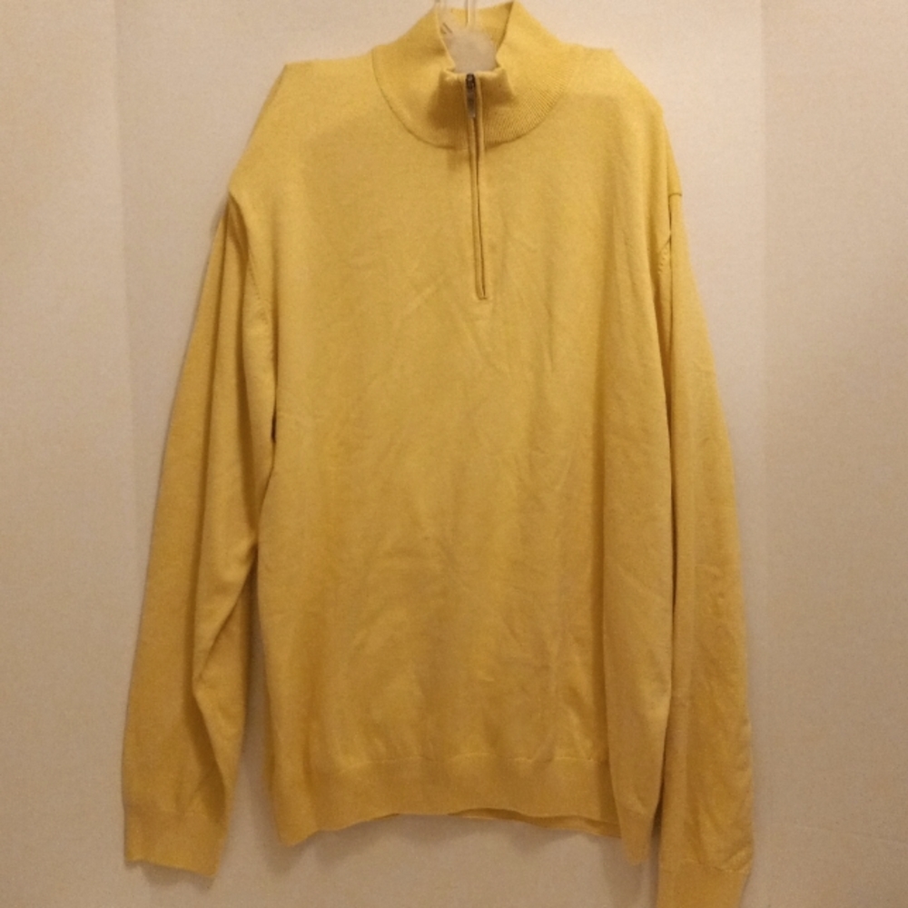 STYLISH MEN HALF ZIP YELLOW SWEATER XXL